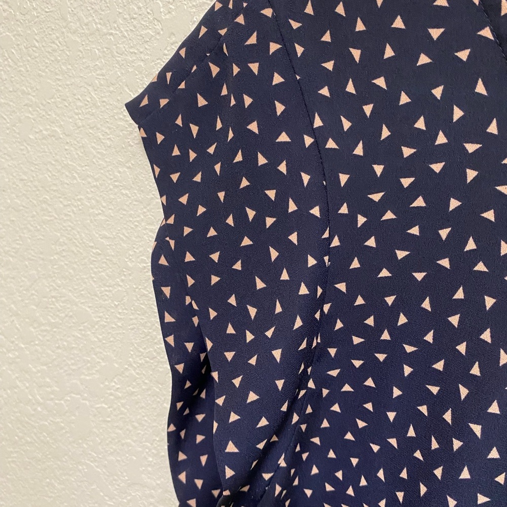 Sweet Rain Navy Blue Blouse with Pink Pattern - Picture 3 of 7